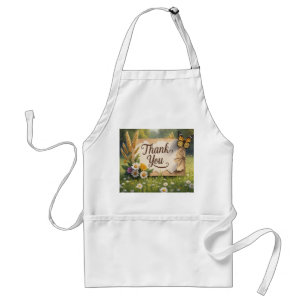 Hand getrokken wilde bloemen, tarwe stengels, vlin standaard schort