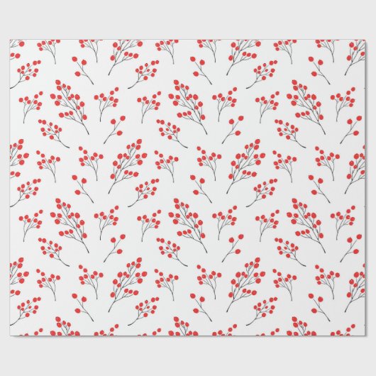 Hand getrokken winter bessen patroon cadeaupapier (Vlak)