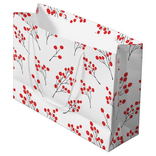 Hand getrokken winter bessen patroon groot cadeauzakje (Voorkant Gekanteld)