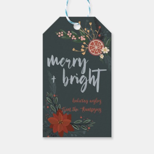 Hand getrokken  Winter Florals Gift Label Cadeaulabel (Voorkant)