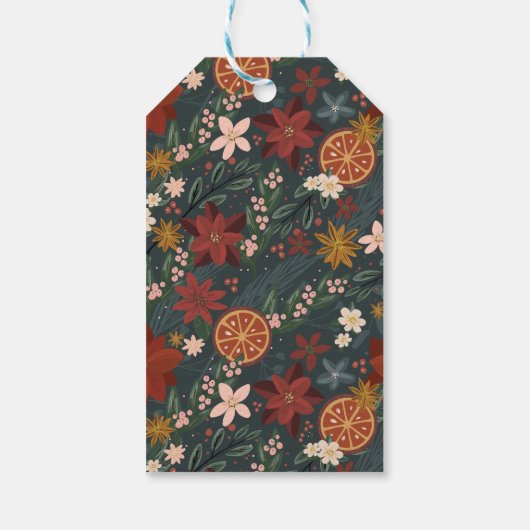 Hand getrokken Winter Florals Gift Label Cadeaulabel (Achterkant)