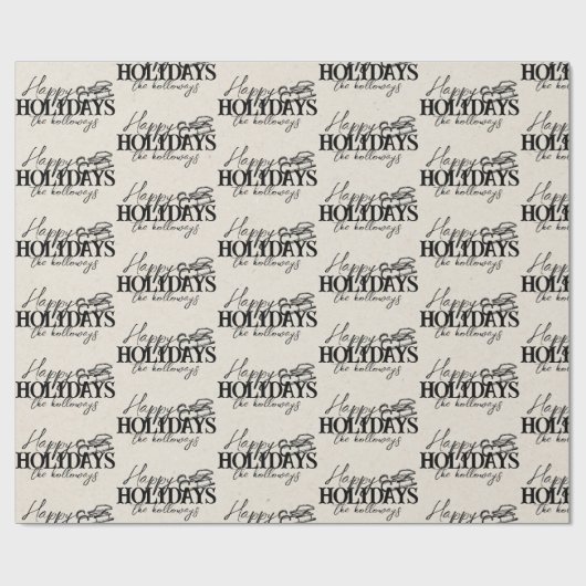 Hand getrokken Winter Sled Black Script Vakantie Cadeaupapier (Vlak)