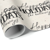 Hand getrokken Winter Sled Black Script Vakantie Cadeaupapier (Rol Hoek)