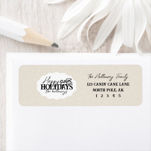 Hand getrokken Winter Sled met Elegant Script Ovaa Etiket (Insitu)