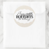 Hand getrokken Winter Sled met Elegant Script Ovaa Ronde Sticker (Tas)