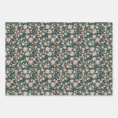 Hand getrokken  winterbloemen donkergroen inpakpapier vel (Voorkant 2)