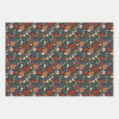 Hand getrokken  winterbloemen donkergroen inpakpapier vel (Voorkant)