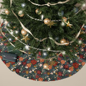 Hand getrokken  winterbloemen donkergroen kerstboom rok