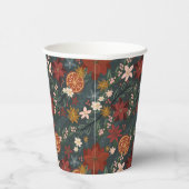 Hand getrokken winterbloemen donkergroen papieren bekers (Rechts)