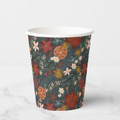 Hand getrokken winterbloemen donkergroen papieren bekers (Voorkant)