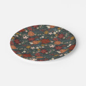 Hand getrokken  winterbloemen donkergroen papieren bordje (Gekanteld)