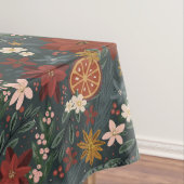 Hand getrokken winterbloemen donkergroen tafelkleed (Voorbeeld)
