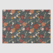 Hand getrokken winterbloemen donkergroen tissuepapier (Voorkant)