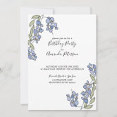 Hand getrokken Wisteria Floral Verjaardag Uitnodig Kaart (Voorkant)