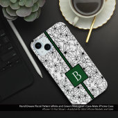 Hand getrokken wit bloemenpatroon en groen monogra Case-Mate iPhone case