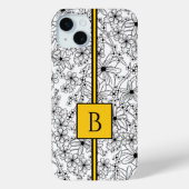 Hand getrokken wit bloemenpatroon geel monogram Case-Mate iPhone case (Achterkant)