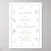 Hand getrokken wit en groen Bar Drink Menu Poster (Voorkant)