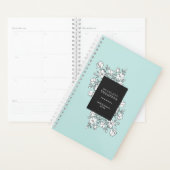 Hand getrokken witte bloemen turquoise afspraak planner (Display)