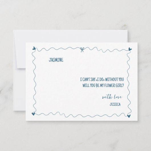 Hand getrokken zal je Flower Girl voorstel Kaart (Achterkant)