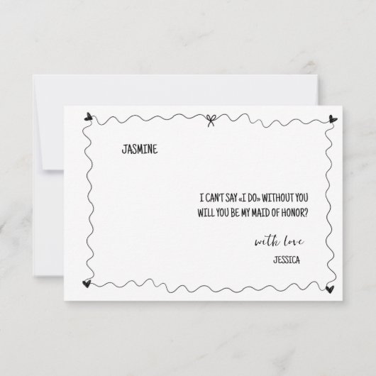 Hand getrokken zal je Maid of Honor voorstel Kaart (Achterkant)