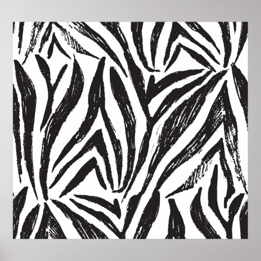 Hand getrokken Zebra: print. Poster (Voorkant)
