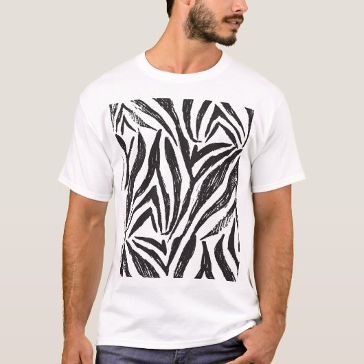 Hand getrokken Zebra:  print. T-shirt (Voorkant)