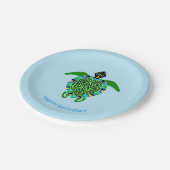 Hand getrokken Zee SCHILDPAD - Happy Birthday - Wi Papieren Bordje (Gekanteld)