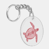 Hand getrokken Zee schildpad Sleutelhanger (Voorkant Links)