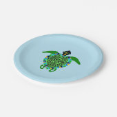 Hand getrokken Zee SCHILDPAD - Wilde dieren - Fees Papieren Bordje (Gekanteld)