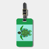 Hand getrokken Zee SCHILDPAD- Wilde zeedier - groe Bagagelabel (Voorkant verticaal)