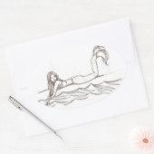 Hand getrokken Zeemeermin Artsy Elegante Ovale Sti Ovale Sticker (Envelop)