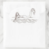 Hand getrokken Zeemeermin Artsy Elegante Ovale Sti Sticker (Tas)