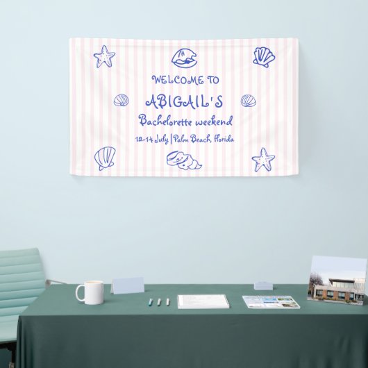 Hand getrokken zeeschelpen bachelorette WELKOM Spandoek (Beurs)