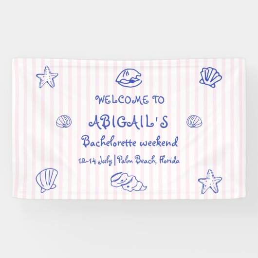 Hand getrokken zeeschelpen bachelorette WELKOM Spandoek (Horizontaal)