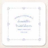 Hand getrokken zeeschelpen & bruiloft klokken Vrij Kartonnen Onderzetters (Voorkant)