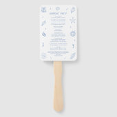 Hand getrokken zeeschelpen kust bruiloft programma handwaaier (Achterkant)