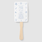 Hand getrokken zeeschelpen kust bruiloft programma handwaaier (Voorkant)