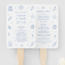 Hand getrokken zeeschelpen kust bruiloft programma