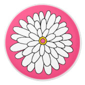 Hand getrokken Zinnia roze achtergrond Keramische Knop (Voorkant)