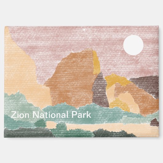 Hand getrokken Zion National Park magneet (Voorkant)