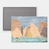 Hand getrokken Zion National Park magneet (Voorkant / Achterkant)