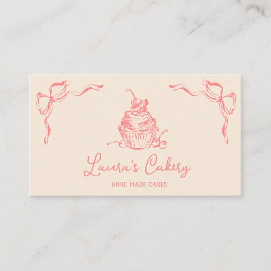 Hand getrokken zoete cupcake bakkerij banketbakker visitekaartje (Voorkant)