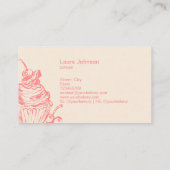 Hand getrokken zoete cupcake bakkerij banketbakker visitekaartje (Achterkant)
