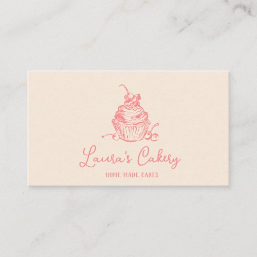 Hand getrokken zoete cupcake bakkerij banketbakker visitekaartje (Voorkant)