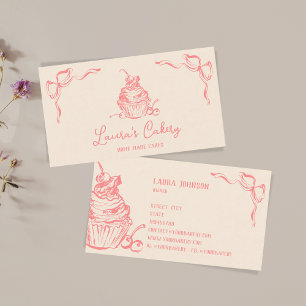 Hand getrokken zoete cupcake bakkerij banketbakker visitekaartje