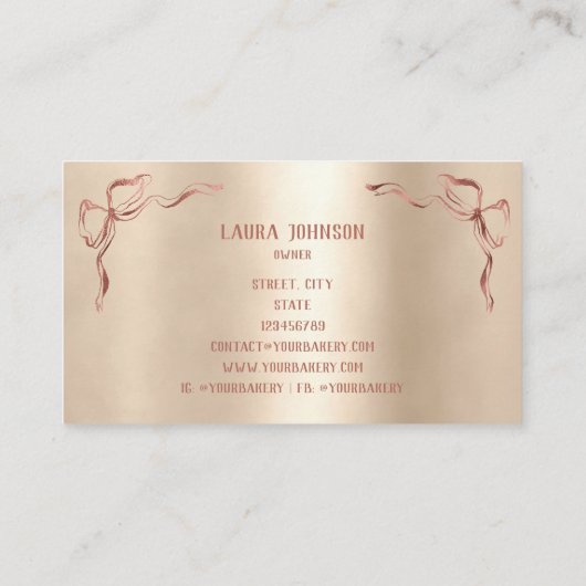 Hand getrokken zoete cupcake bakkerij banketbakker visitekaartje (Achterkant)
