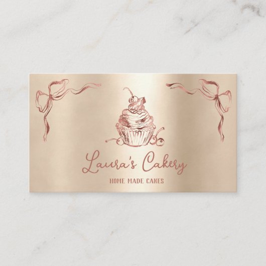 Hand getrokken zoete cupcake bakkerij banketbakker visitekaartje (Voorkant)