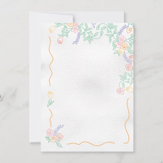 Hand getrokken zoete wilde bloem bruiloft kaart (Achterkant)