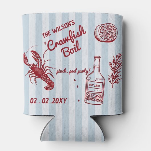 Hand getrokken zomer zeevruchten Crawfish Boil Par Blikjeskoeler (Achterkant)