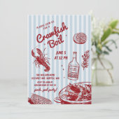 Hand getrokken zomer zeevruchten Crawfish Boil Par Kaart (Staand voorkant)